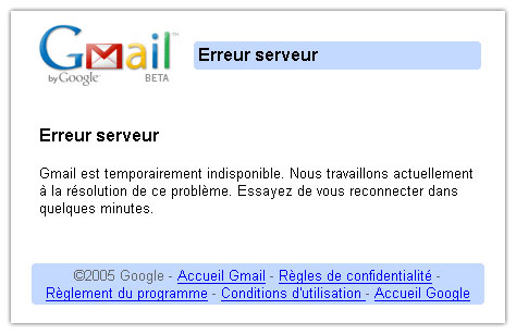 Gmail indisponible