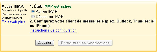 Gmail : IMAP