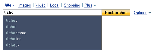 Yahoo - Recherche suggérée